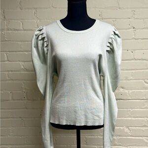 Prologue Women's Pistachio Green Sweater with Ruched Sleeves, Size XXL